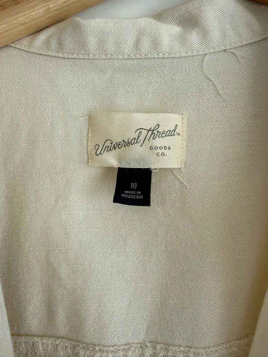 Universal Thread Cream Short-Sleeve Utility Jumpsuit with Tie Waist - Picture 2 of 3